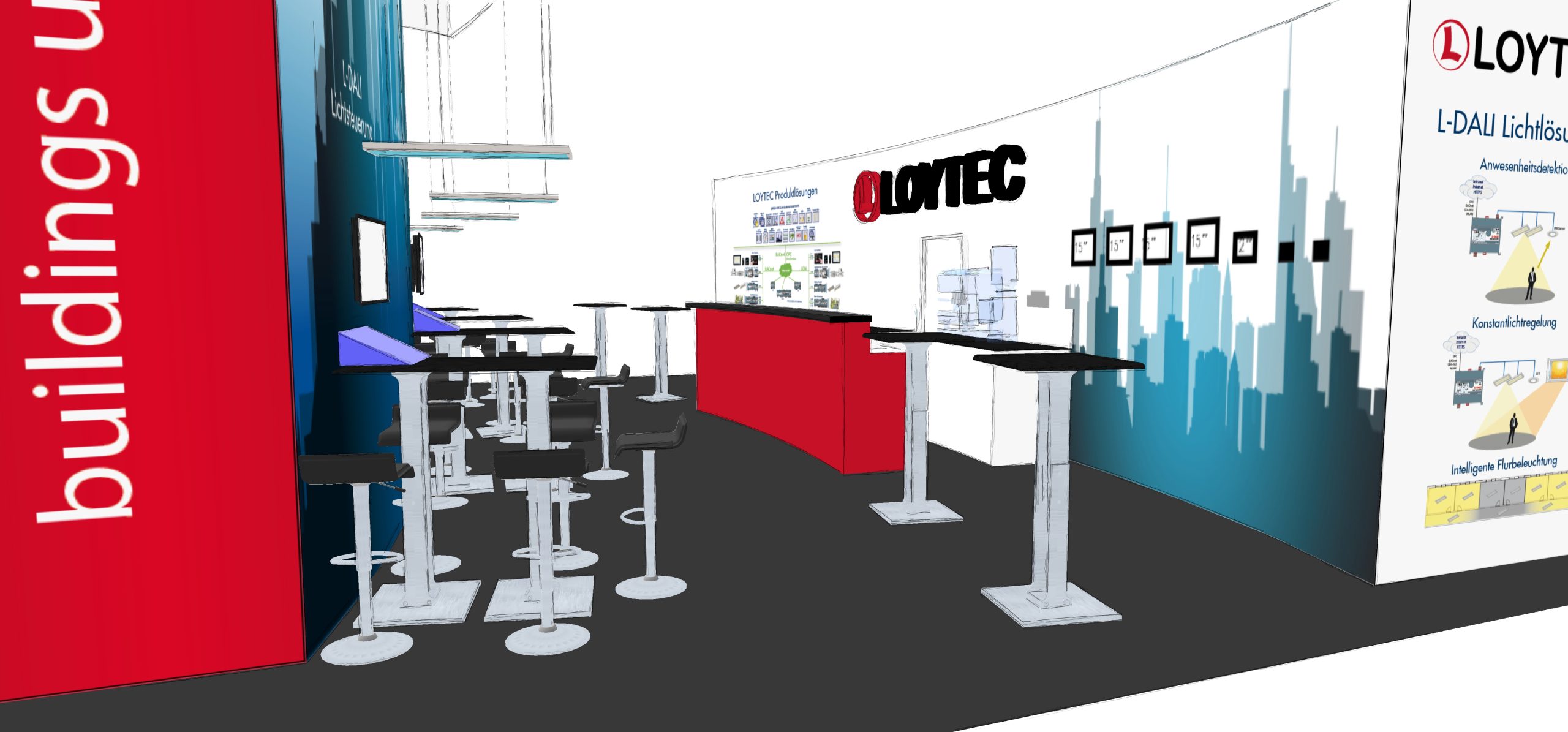 Messestand Grafik Design Druck Spannwände Montage